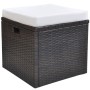 Set comedor de jardín 6 piezas y cojines ratán sintético marrón