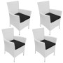 Set de comedor de jardín 5 piezas ratán sintético blanco crema