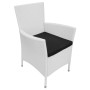 Set de comedor de jardín 5 piezas ratán sintético blanco crema