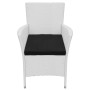 Set de comedor de jardín 5 piezas ratán sintético blanco crema