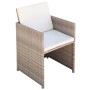 Set comedor de jardín 9 piezas y cojines ratán sintético beige