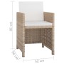 Set comedor de jardín 11 piezas y cojines ratán sintético beige