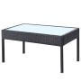 Set muebles de jardín 4 piezas y cojines ratán sintético negro