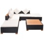 Set muebles de jardín 6 piezas y cojines ratán sintético negro