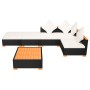 Set muebles de jardín 6 piezas y cojines ratán sintético negro