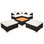 Set muebles de jardín 6 piezas y cojines ratán sintético negro