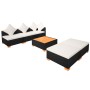 Set muebles de jardín 6 piezas y cojines ratán sintético negro