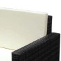 Set muebles de jardín 2 piezas y cojines ratán sintético negro