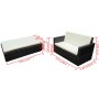 Set muebles de jardín 2 piezas y cojines ratán sintético negro