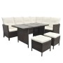 Set muebles de jardín 4 piezas y cojines ratán sintético marrón