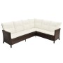 Set muebles de jardín 4 piezas y cojines ratán sintético marrón