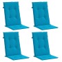 Cojín silla de jardín respaldo alto 4 uds tela azul 120x50x3 cm