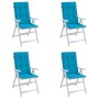 Cojín silla de jardín respaldo alto 4 uds tela azul 120x50x3 cm