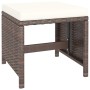 Set comedor de jardín 6 piezas y cojines ratán sintético marrón