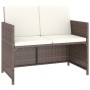 Set comedor de jardín 6 piezas y cojines ratán sintético marrón