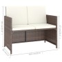 Set comedor de jardín 6 piezas y cojines ratán sintético marrón