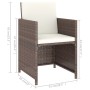 Set comedor de jardín 6 piezas y cojines ratán sintético marrón