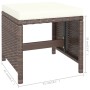 Set comedor de jardín 6 piezas y cojines ratán sintético marrón