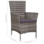 Set de comedor de jardín 5 pzas y cojines ratán sintético gris