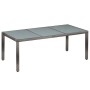Set de comedor de jardín 9 pzas y cojines ratán sintético gris