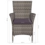 Set de comedor de jardín 9 pzas y cojines ratán sintético gris