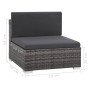 Set de muebles de jardín 8 pzas y cojines ratán sintético gris
