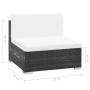 Set muebles de jardín 7 piezas y cojines ratán sintético negro