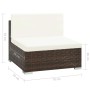 Set muebles de jardín 6 piezas y cojines ratán sintético marrón