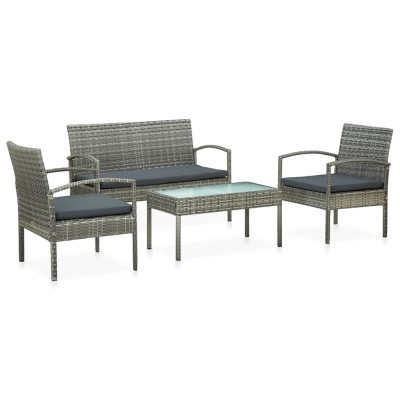 Set de muebles de jardín 4 pzas y cojines ratán sintético gris