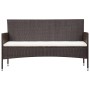 Set muebles de jardín 4 piezas y cojines ratán sintético marrón