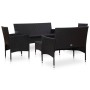 Set muebles de jardín 5 piezas y cojines ratán sintético negro