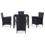 Juego de comedor de jardín 5 piezas ratán sintético negro