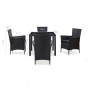 Juego de comedor de jardín 5 piezas ratán sintético negro