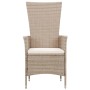Set comedor de jardín 7 piezas y cojines ratán sintético beige