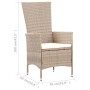 Set comedor de jardín 7 piezas y cojines ratán sintético beige