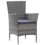 Set de comedor de jardín 7 pzas y cojines ratán sintético gris