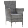 Set de comedor de jardín 7 pzas y cojines ratán sintético gris