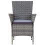 Set de comedor de jardín 7 pzas y cojines ratán sintético gris