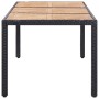 Set comedor de jardín 9 piezas y cojines ratán sintético negro