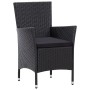 Set comedor de jardín 9 piezas y cojines ratán sintético negro