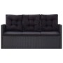Set muebles de jardín 6 piezas y cojines ratán sintético negro