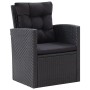 Set muebles de jardín 6 piezas y cojines ratán sintético negro