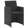 Set comedor de jardín 3 piezas y cojines ratán sintético negro