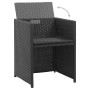 Set comedor de jardín 3 piezas y cojines ratán sintético negro