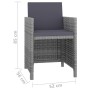 Set de comedor de jardín 11 pzas y cojines ratán sintético gris