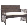 Set muebles de jardín 4 piezas y cojines ratán sintético marrón