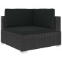 Set muebles de jardín y cojines 6 piezas ratán sintético negro