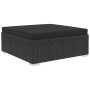 Set muebles de jardín y cojines 6 piezas ratán sintético negro