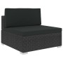 Set muebles de jardín y cojines 6 piezas ratán sintético negro