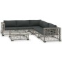 Set de muebles de jardín 6 pzas y cojines ratán sintético gris